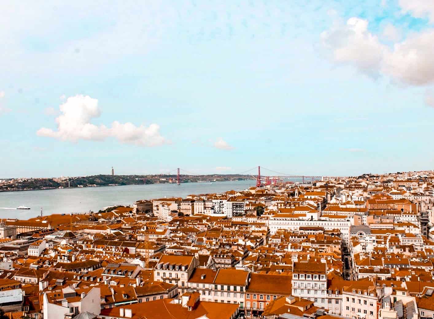 A stunning view of Lisbon with red rooftops