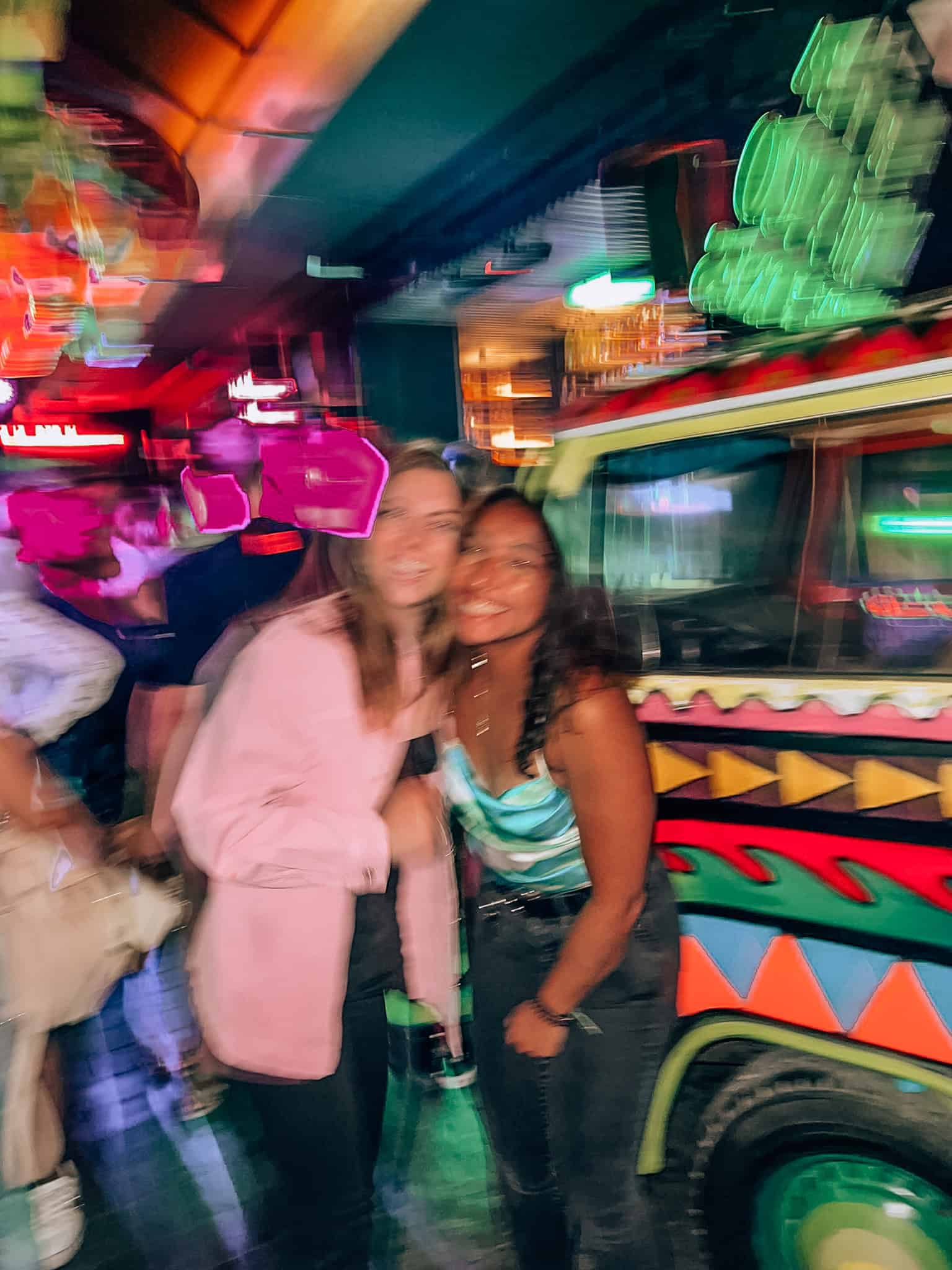 Living in Spain Blurry image of two women in a bar on a night out in Madrid, Spain