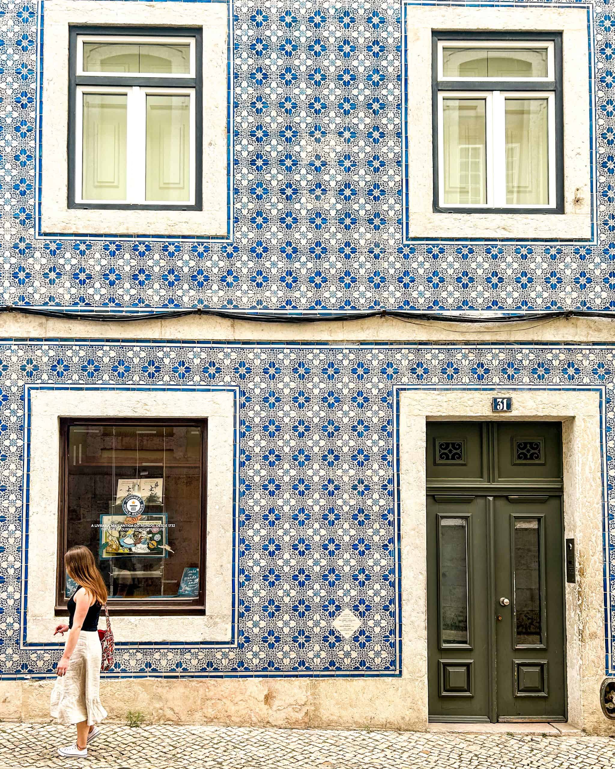 5 Days in Lisbon Building in Lisbon, Portugal featuring the Azulejo titles (blue and white tiles).