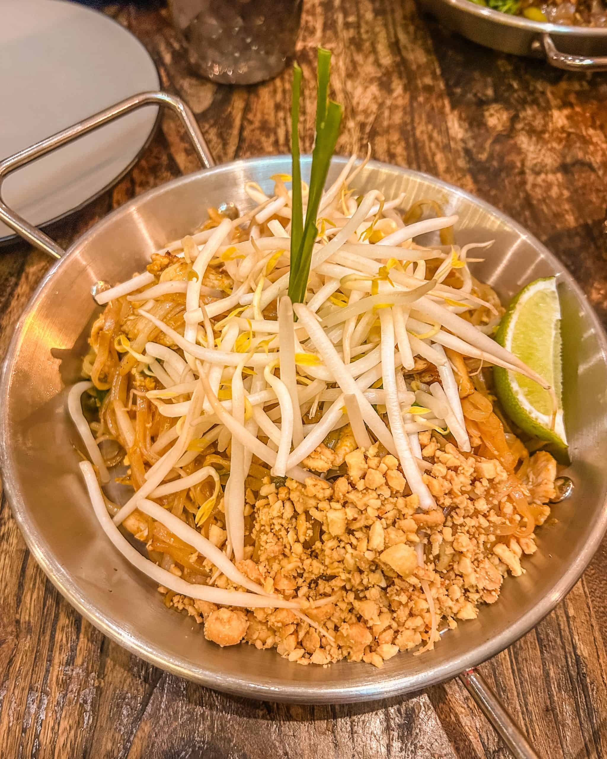 Pad Thai  dish at Top Thai Greenwich, a thai restaurant in Greenwich Village in NYC