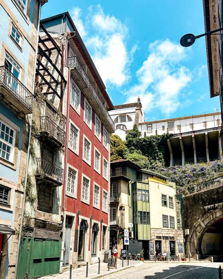 colorful, historic, European buildings in Ribeira, Porto, Portugal